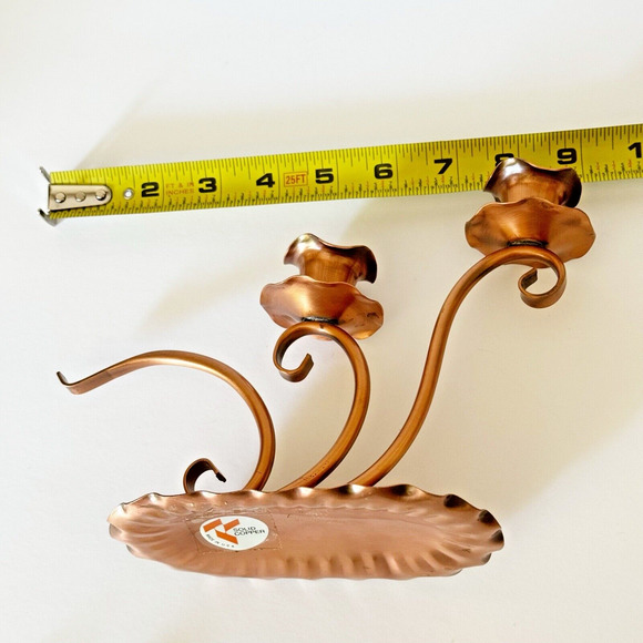 Vintage Solid Hammered Copper Candle Holders Candelabra Snuffer Gregorian MCM - Picture 12 of 14